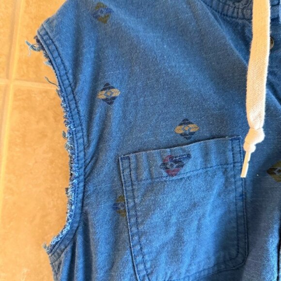 Men’s Size Medium Sleeveless Hoodie Shirt Blue Southwest Boho - Picture 7 of 12